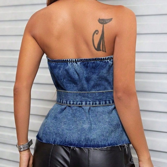 Raw Appeal Denim Tube Top - Medium Wash - Picture 6 of 8